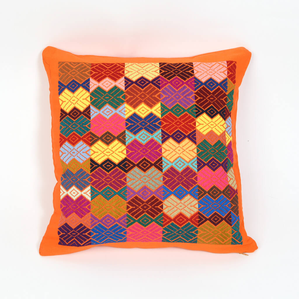 Tangerine Brocade Throw Pillow | Design "F"