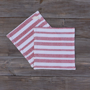 Red & White stripe dishcloth set
