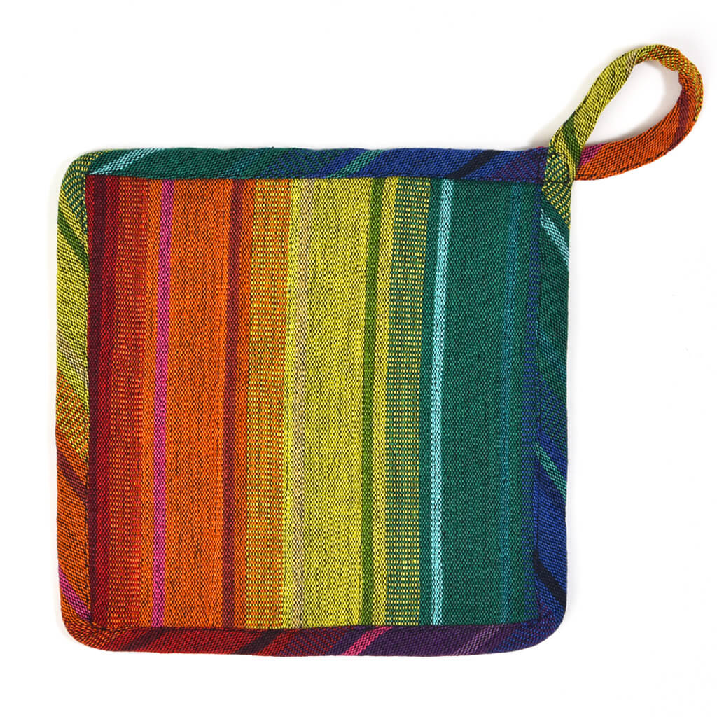 Hand woven Square Pot Holder | Rainbow