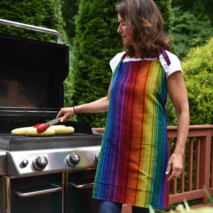 Rainbow stripes Bib apron. 