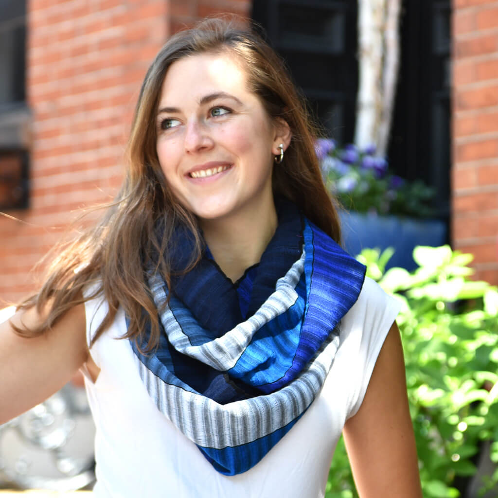 Hand Woven Infinity Scarf | The Blues