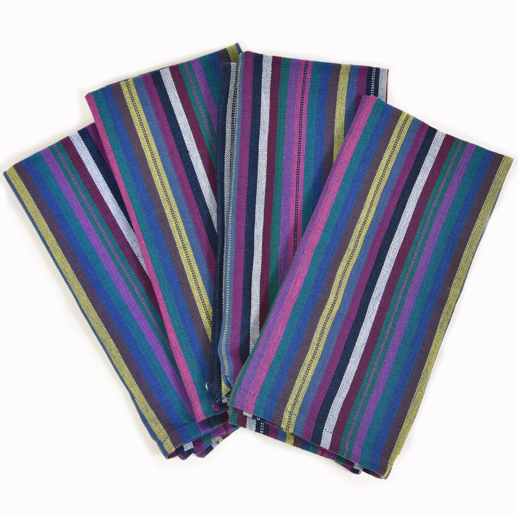 Hand Woven Table Napkins | Cobalt Blue Stripes