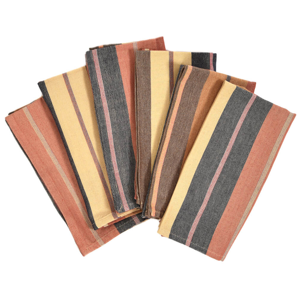 Hand woven Table Napkins | Wide Caramel Stripes