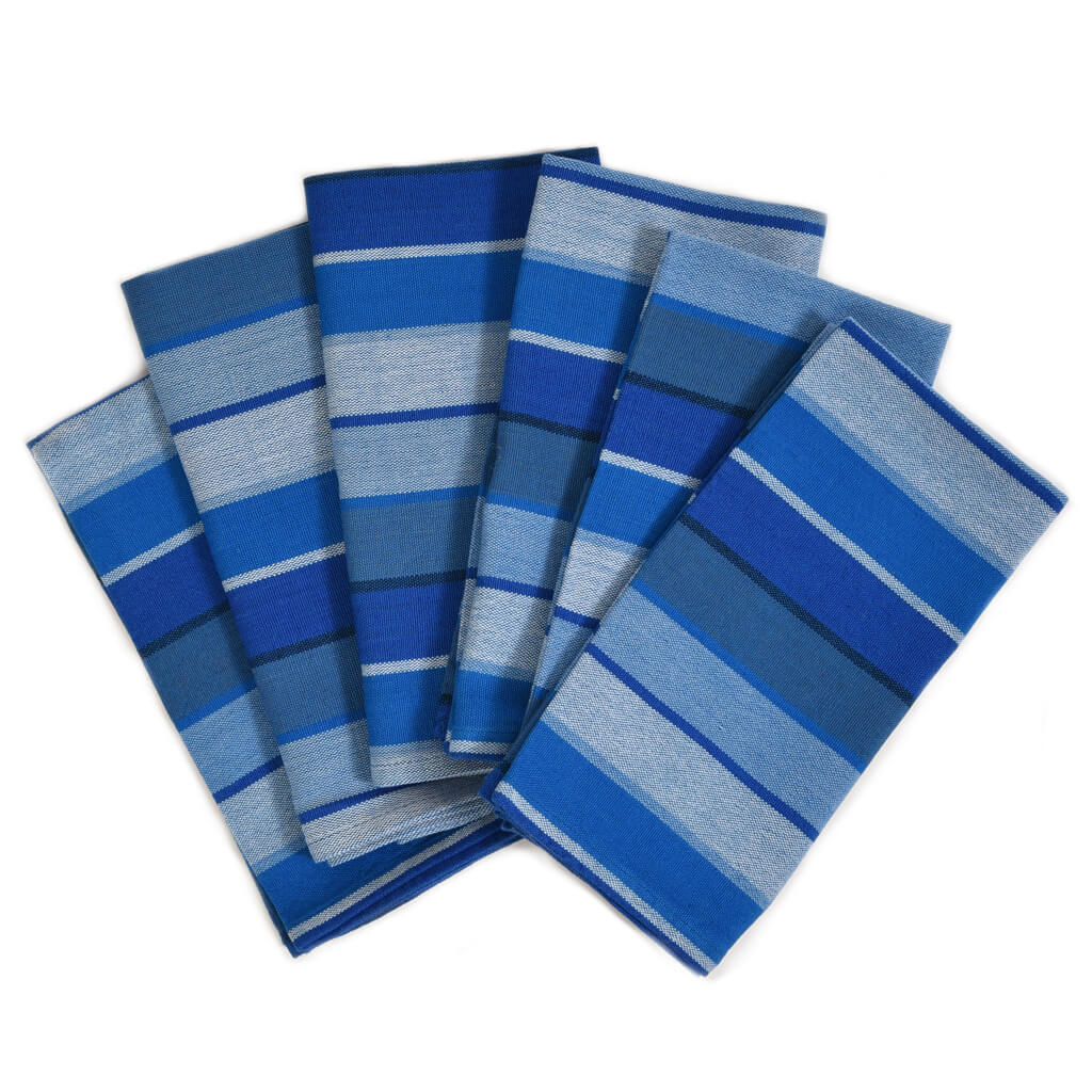Hand Woven Table Napkins | Stormy Blues Stripes
