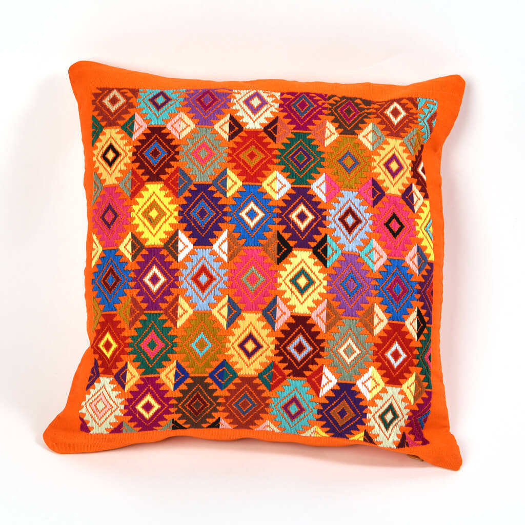 Tangerine Brocade Throw Pillow | Design "D"