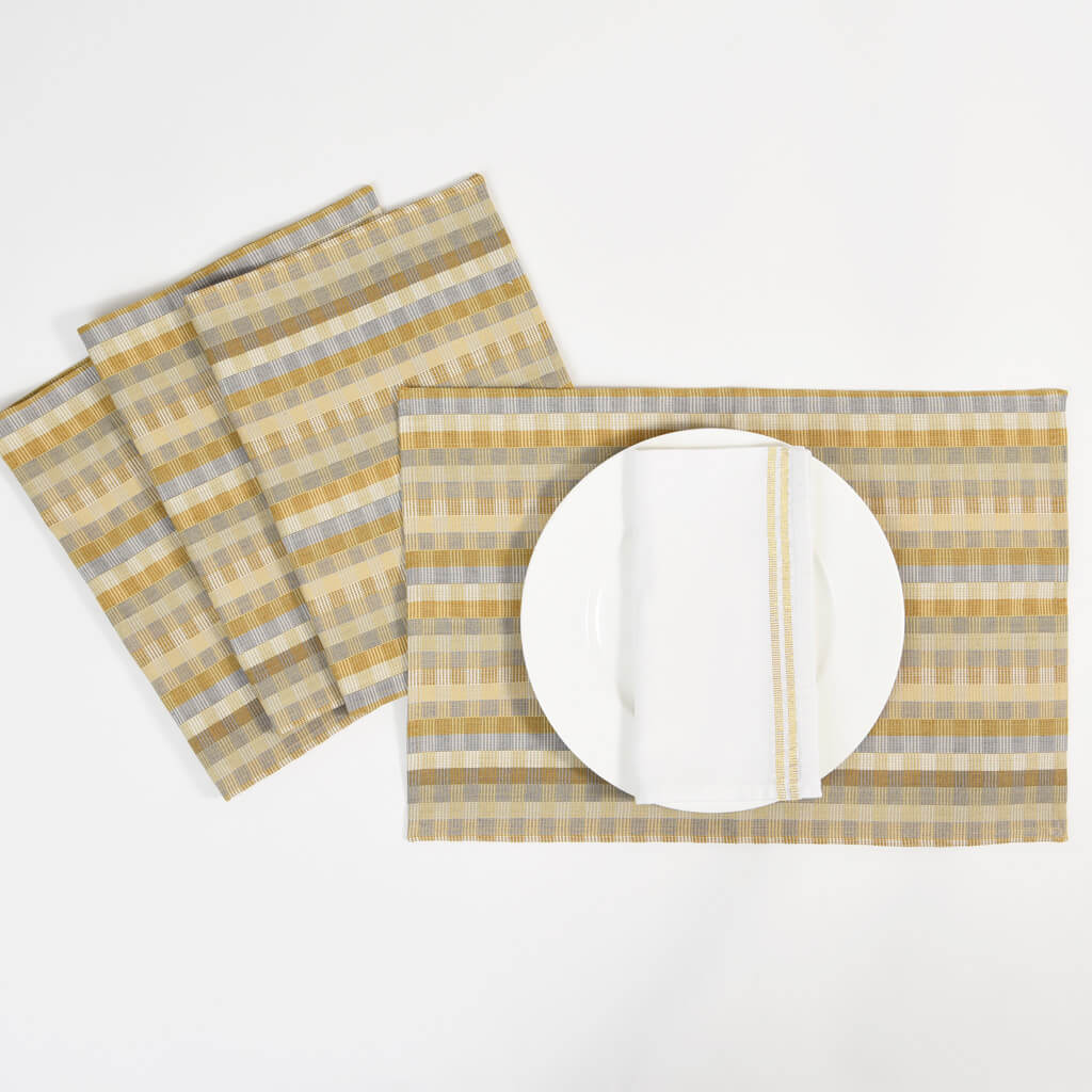Hand Woven Cuadritos Placemats | Champagne