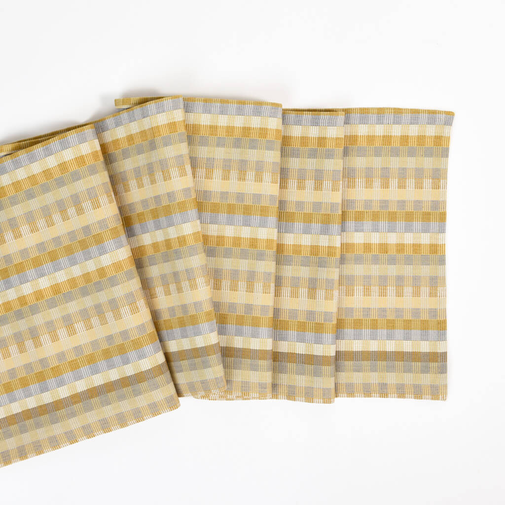 Hand Woven Cuadritos Table Runner | Champagne
