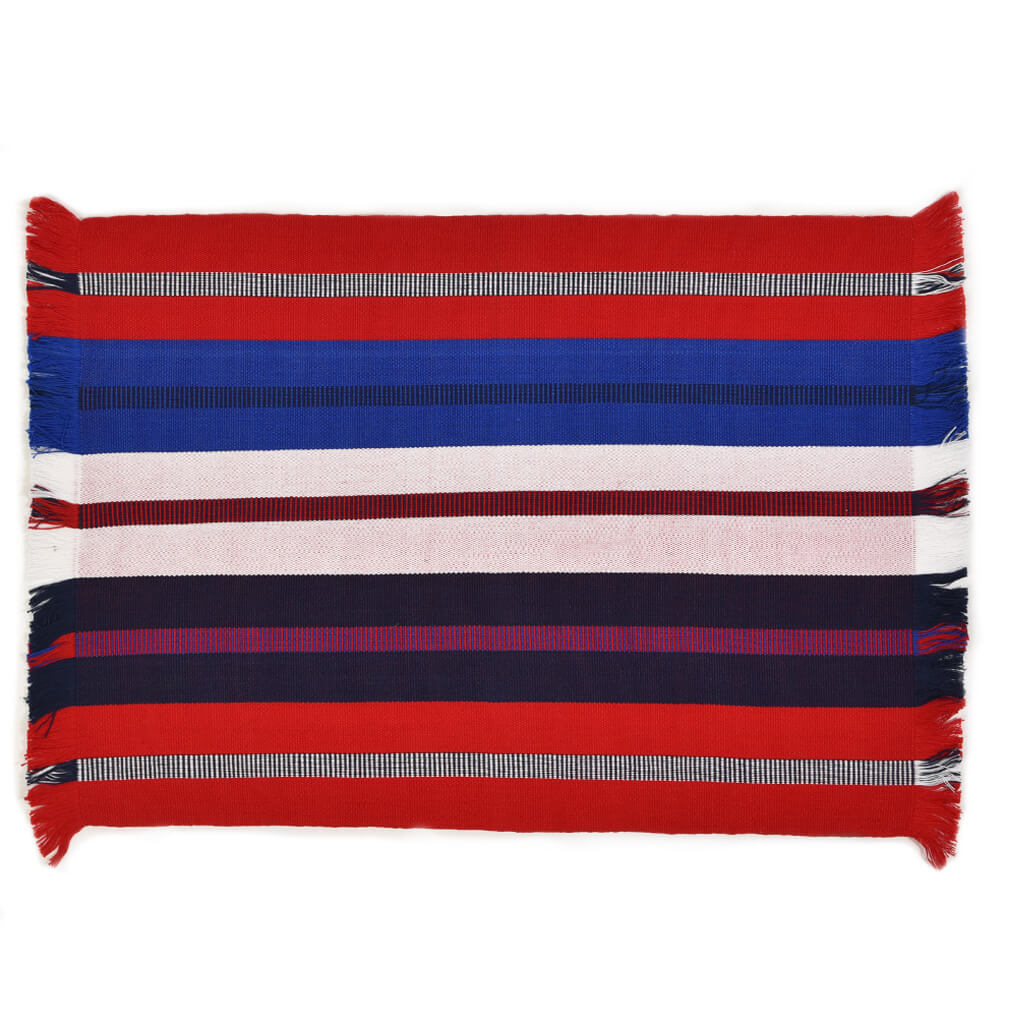 Guatemala Hand Woven Backstrap Stripe Placemats | Red, White & Blue