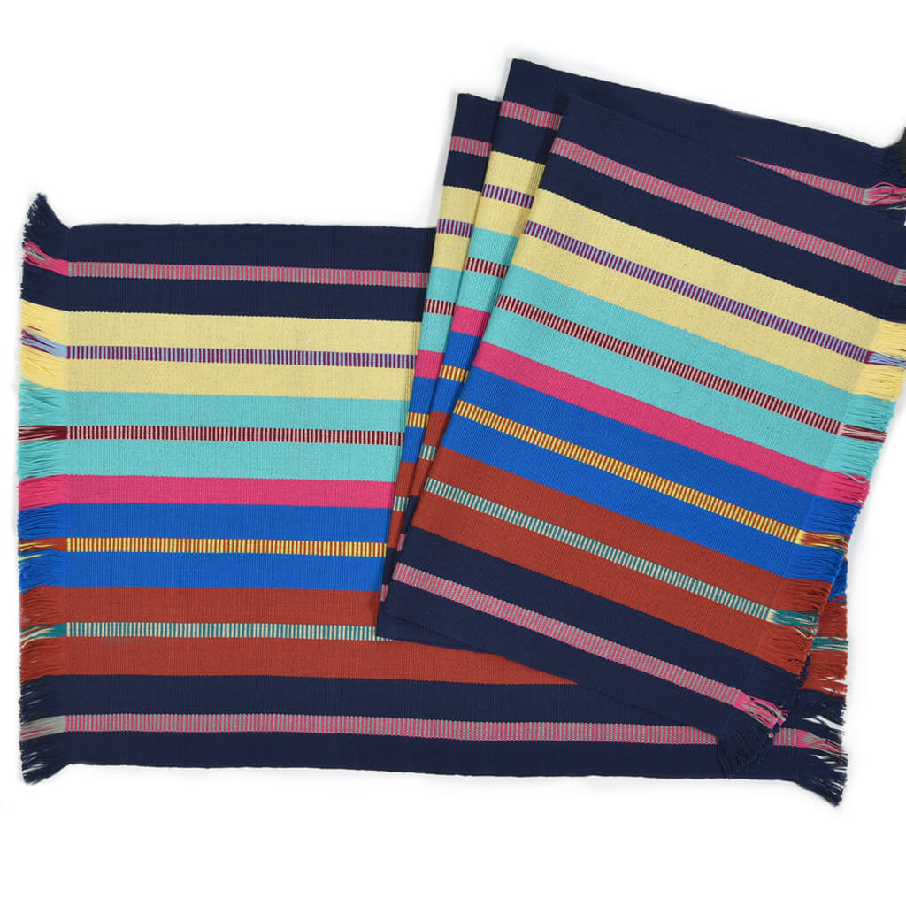 Backstrap Stripe Placemats | Navy Blue - Mayamam Weavers