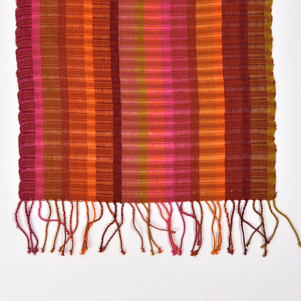 Hand Woven Fringed Scarf | Autumn Leaves