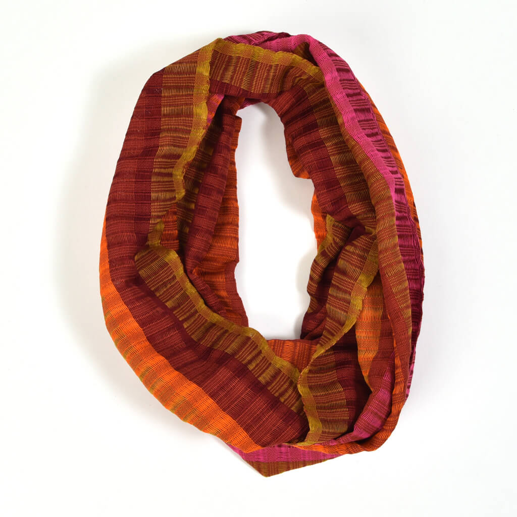 Hand Woven Infinity Scarf | Autumn Leaves
