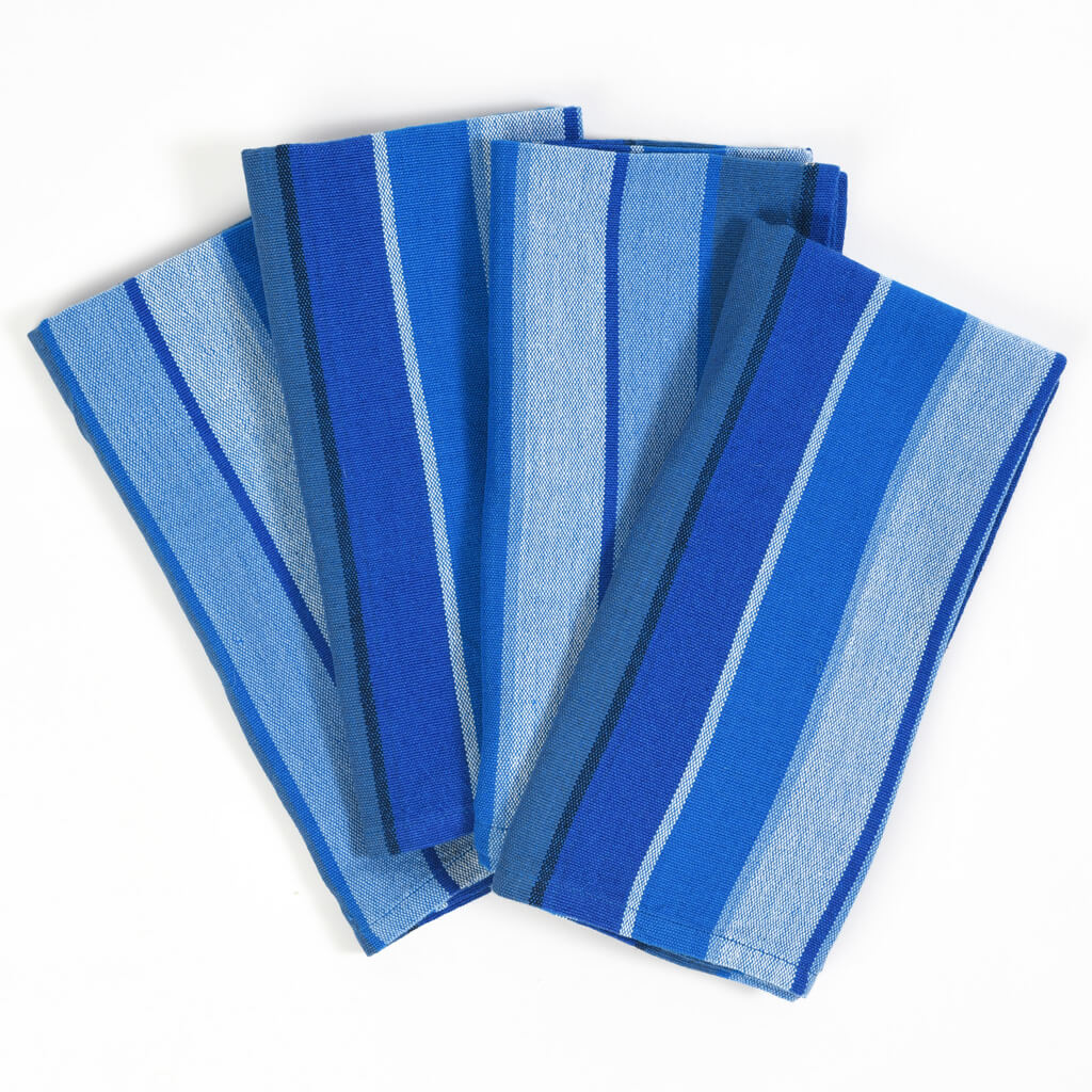 Hand Woven Table Napkins | Stormy Blues Stripes