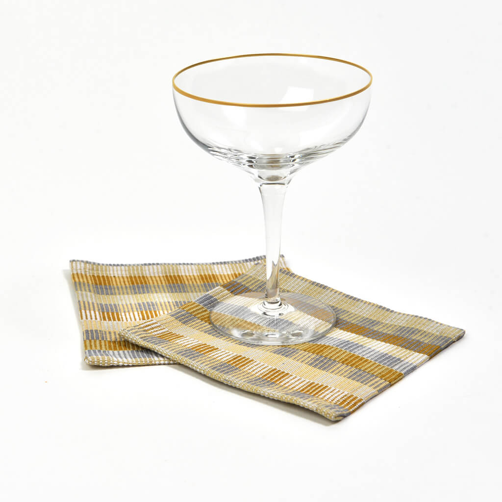 Hand Woven Cuadritos Drink Coasters | Champagne