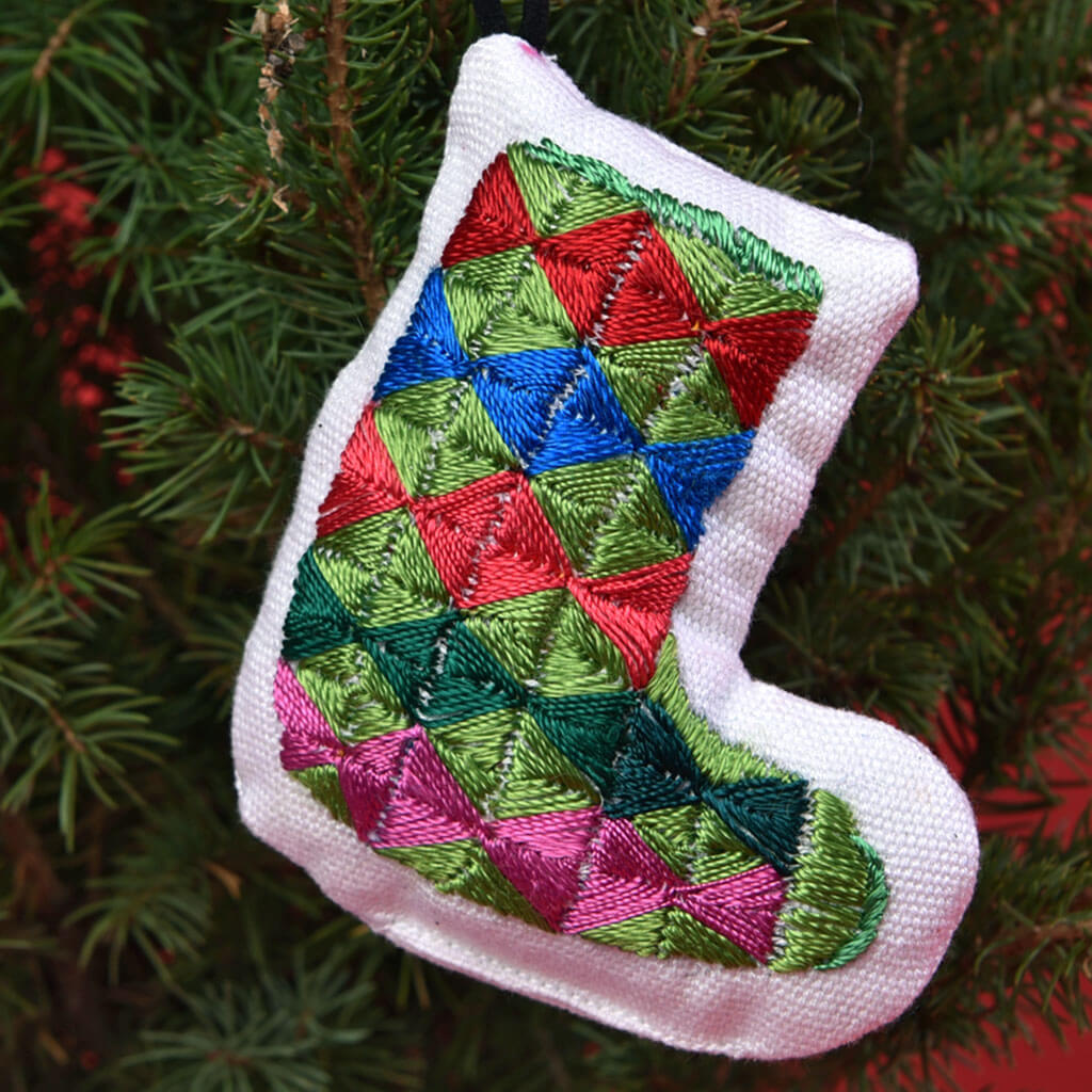 Hand embroidered Christmas Ornaments | Christmas Stocking