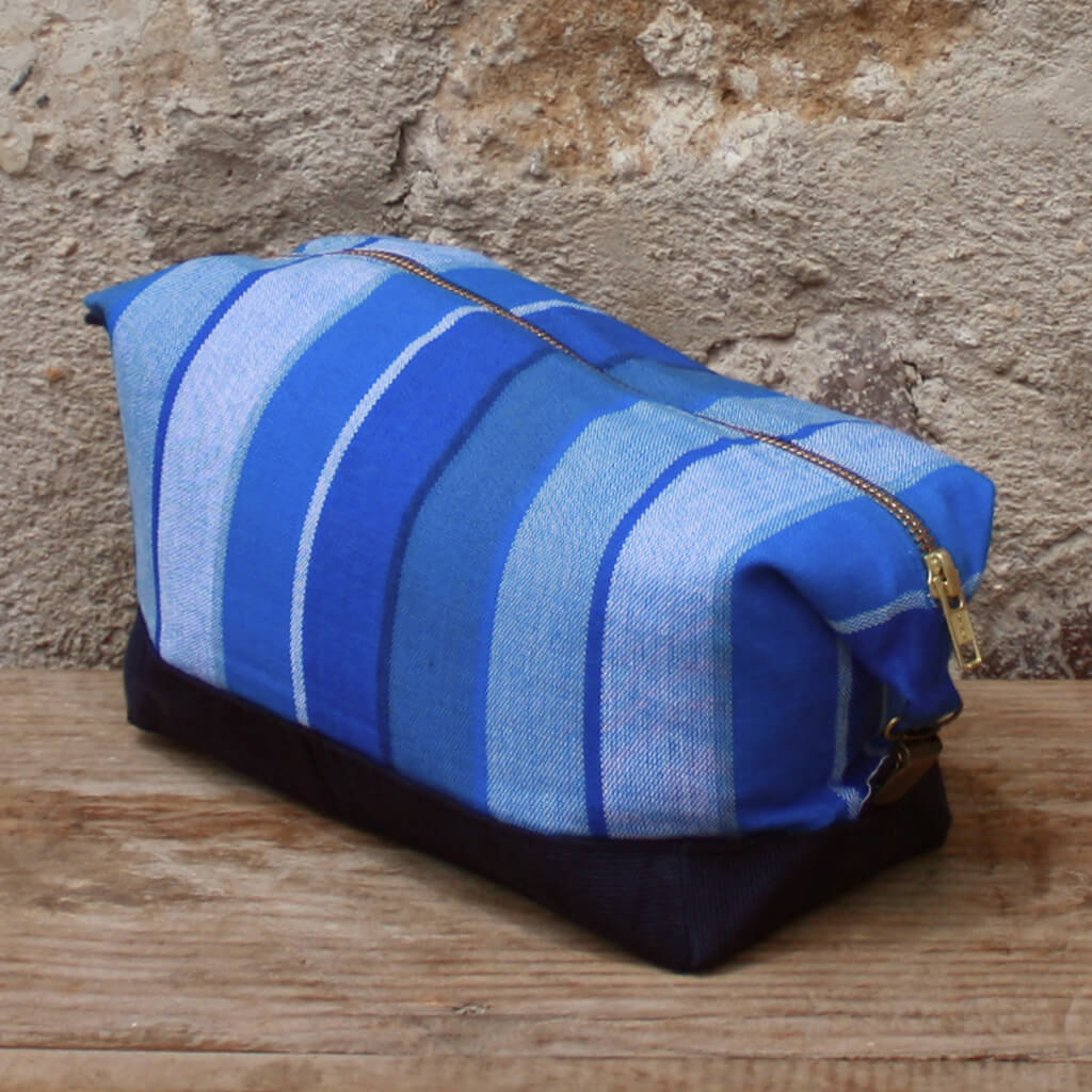 Hand Woven Toiletry Bag | Stormy Blues