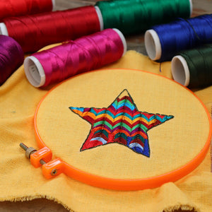 Hand woven golden star embroidered Christmas Ornaments.