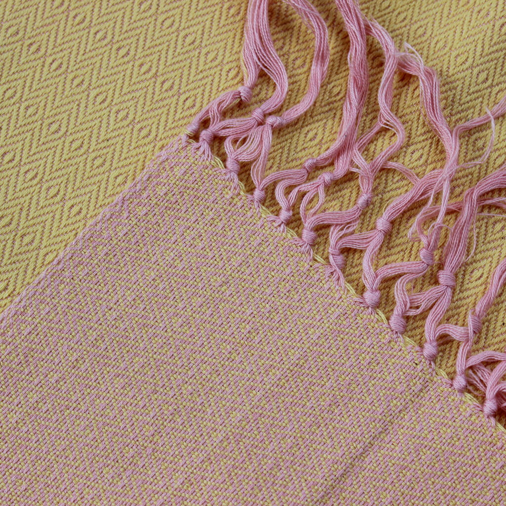 Hand Woven Soft & Neutral Shawl | Rose Pink & Butter Yellow
