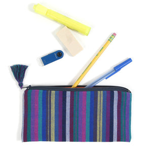 Cobalt with bright stripes pencil case.