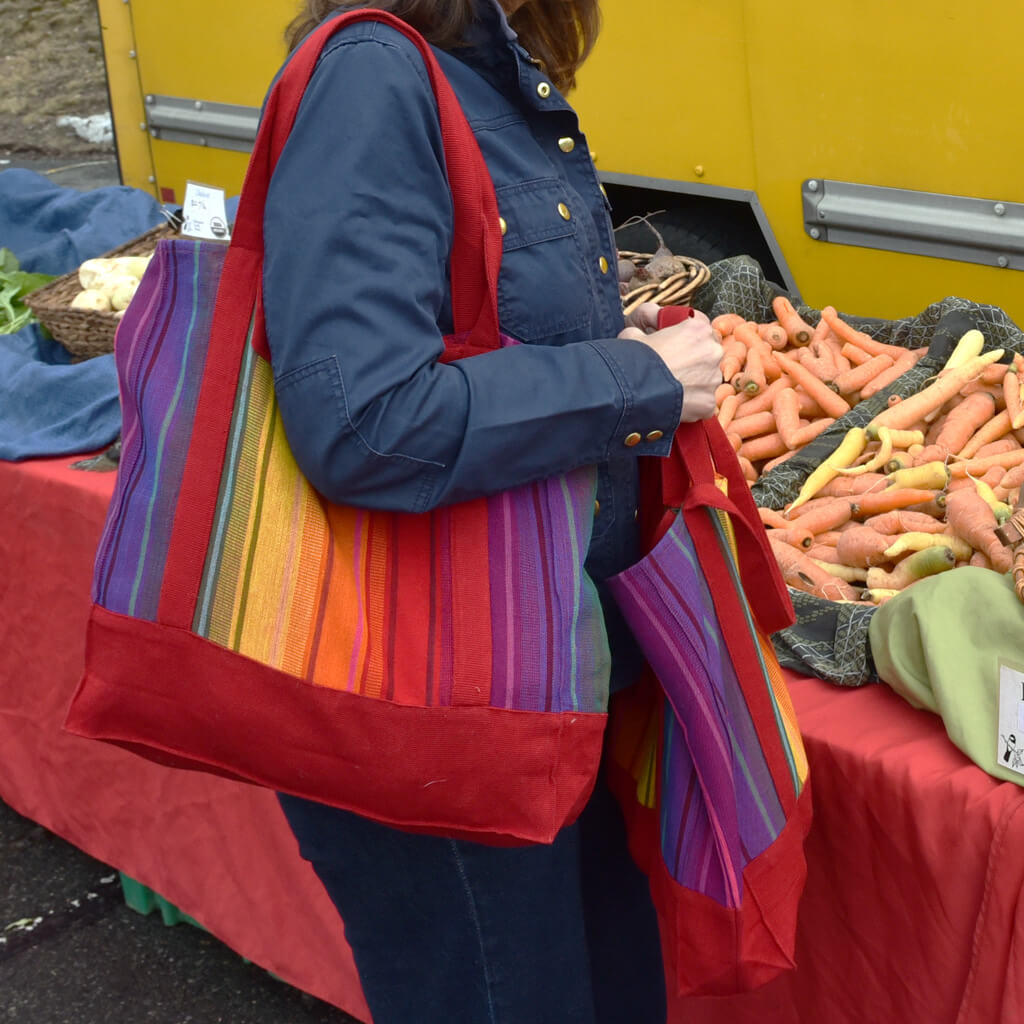 Hand Woven Market Tote | Bright Rainbow