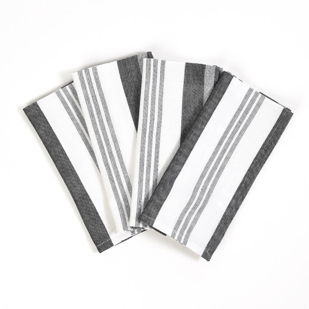 Hand Woven Table Napkins | Black & White