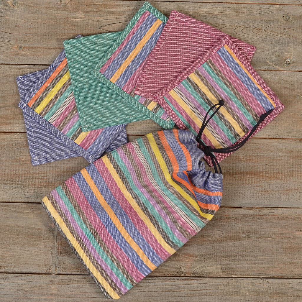 Hand Woven Coasters Stripes & Solids